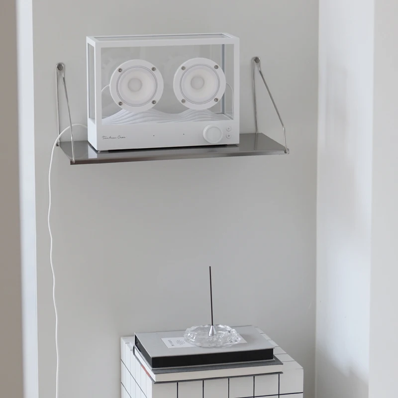 Schwimmendes Regal aus Edelstahl, fingerabdrucksicheres Präsentationsregal, Lagerregale im Industriestil, moderner, an der Wand montierter Organizer