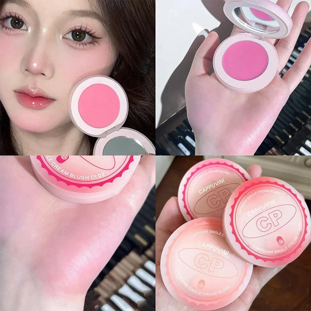 1PC Róż do twarzy Peach Cream Makeup Blush Palette Velvet Matte Monochrome Blush Cream Lasting Easy To Color Face Beauty Cosmetic