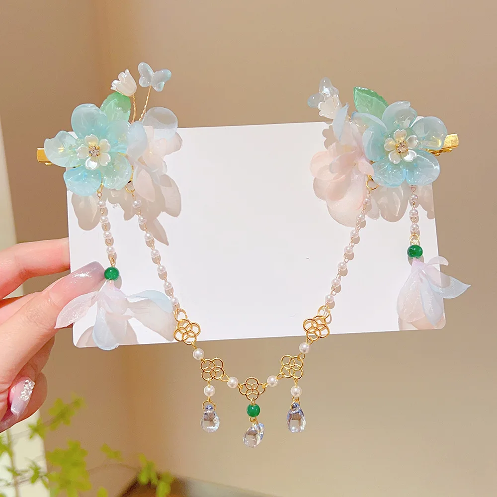 Традиционная китайская цепочка на лоб — аксессуар для волос Hanfu с подвесным жемчугом |   Заколка для волос Fairy Step-Shake для девочек