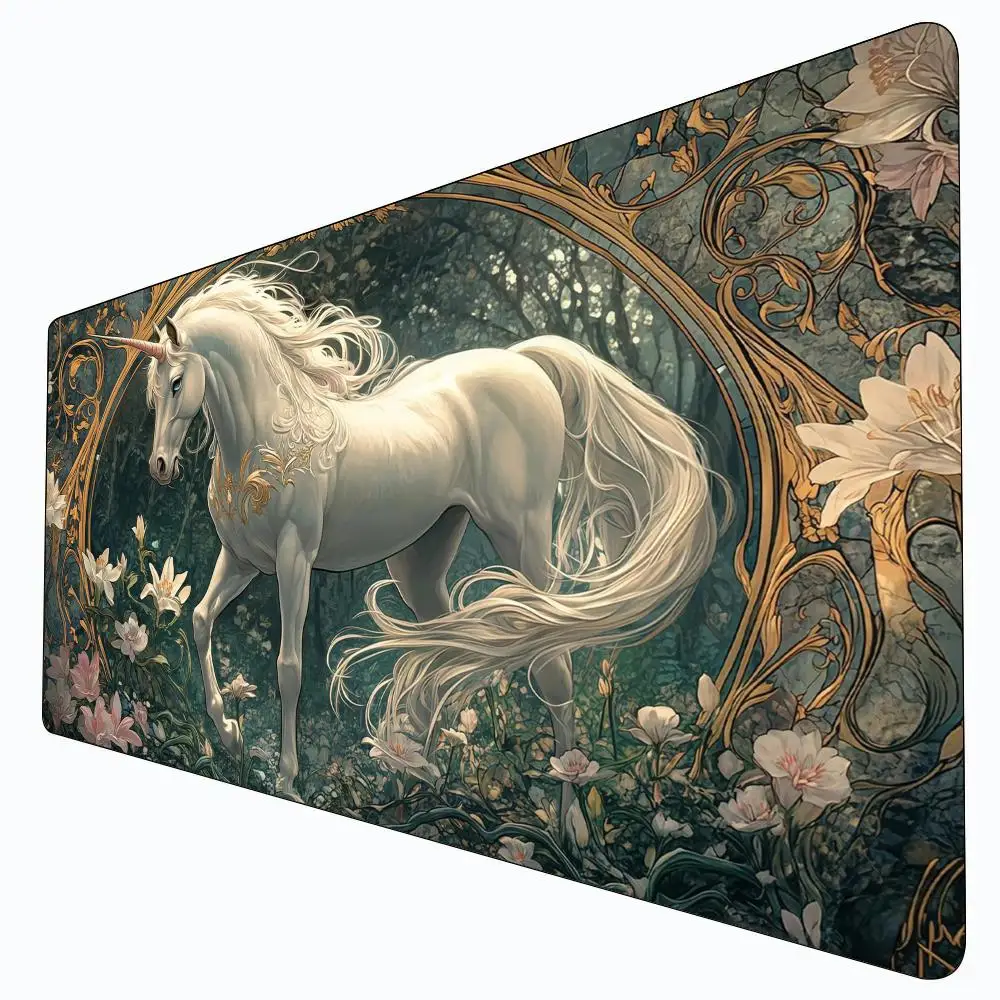 

Fantasy White Unicorn MTG Playmat Magic Card Battle Mat Non-Slip Durable 35X60CM Commander playmat Board Game Mat for TCG