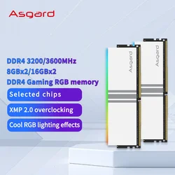 Asgard-Mémoire de serveur d'ordinateur de bureau, modèle DDR4, capacité 8 Go x 2, fréquence d'horloge 3200/3600mhz, rgb, blanc polaire, performance d'overclocking