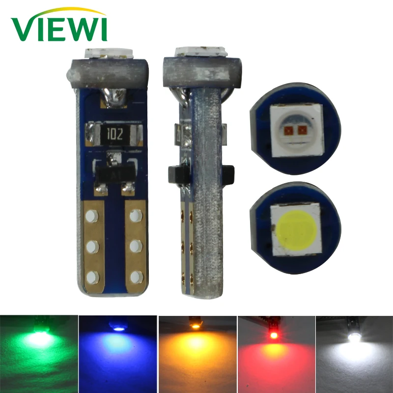 2x T5 W3W LED Indicator Interior Bulb Car Mini Instrument Cluster Light Auto Signal License Plate Panel Speedomete Lamp 12V 24V