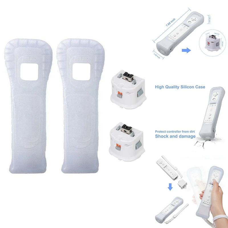 

【Must-Haves】2Pcs Motion Plus Adapter Accelerator With Silicon Case Motion Plus Sensor Controller Use For Wii Remote Controller