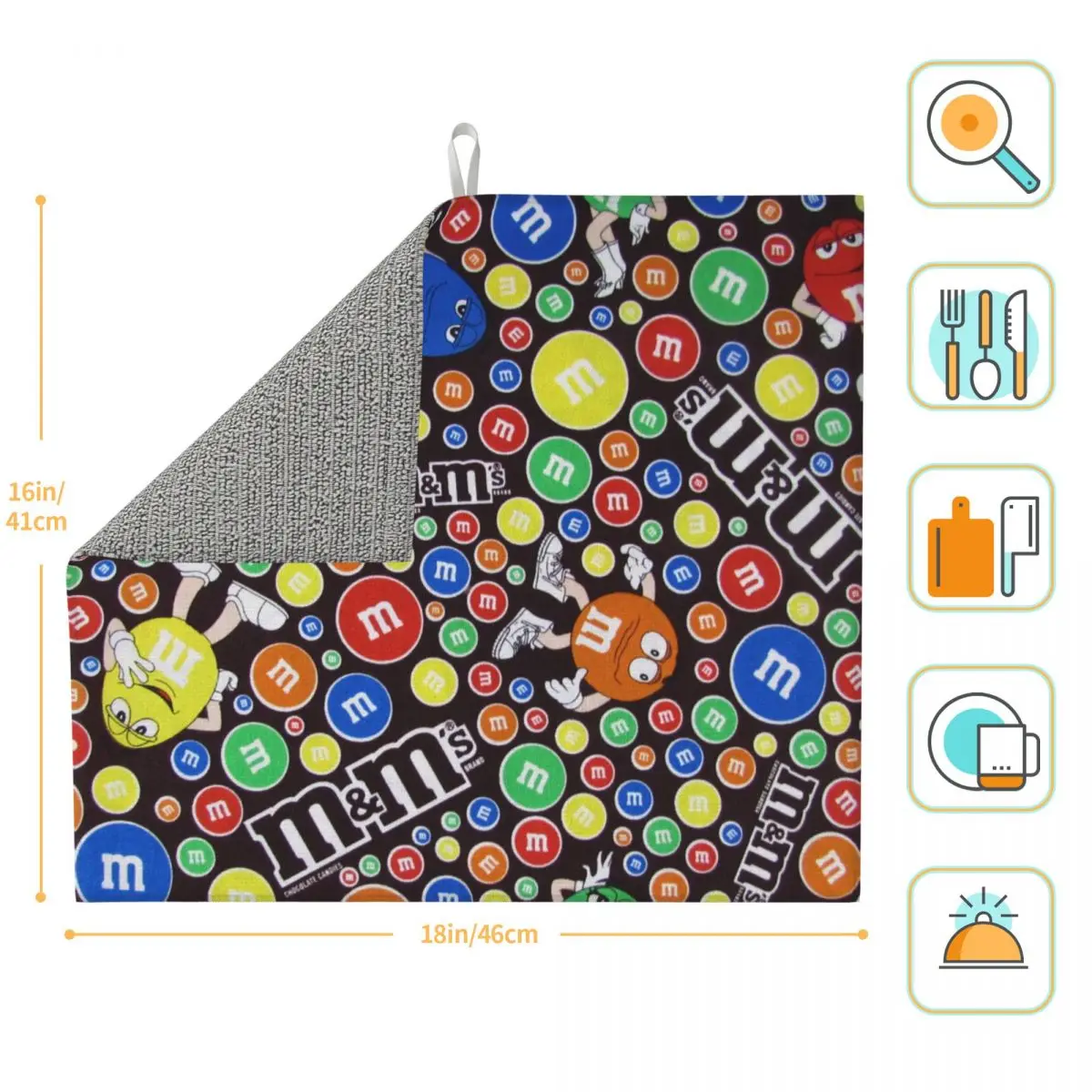 Custom Quick Dry Funny M&M\'s Chocolate Collage Dish Drying Pad Absorbent Microfiber Drainer Mats for Kitchen