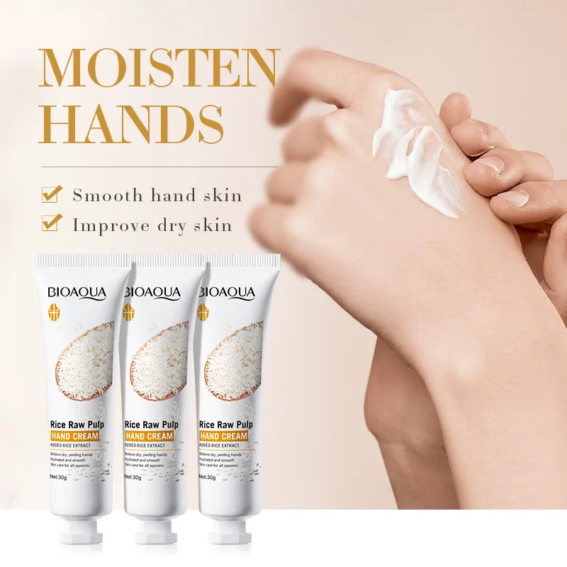 Rice Hand Cream, Containing Rice Extract, Moisturizes and Nourishes Without Making the Skin Greasy, Deeply Nourishes, Has a Delicate Texture, Hand Care, Seasonal Maintenance, Portable Packaging, Easy 