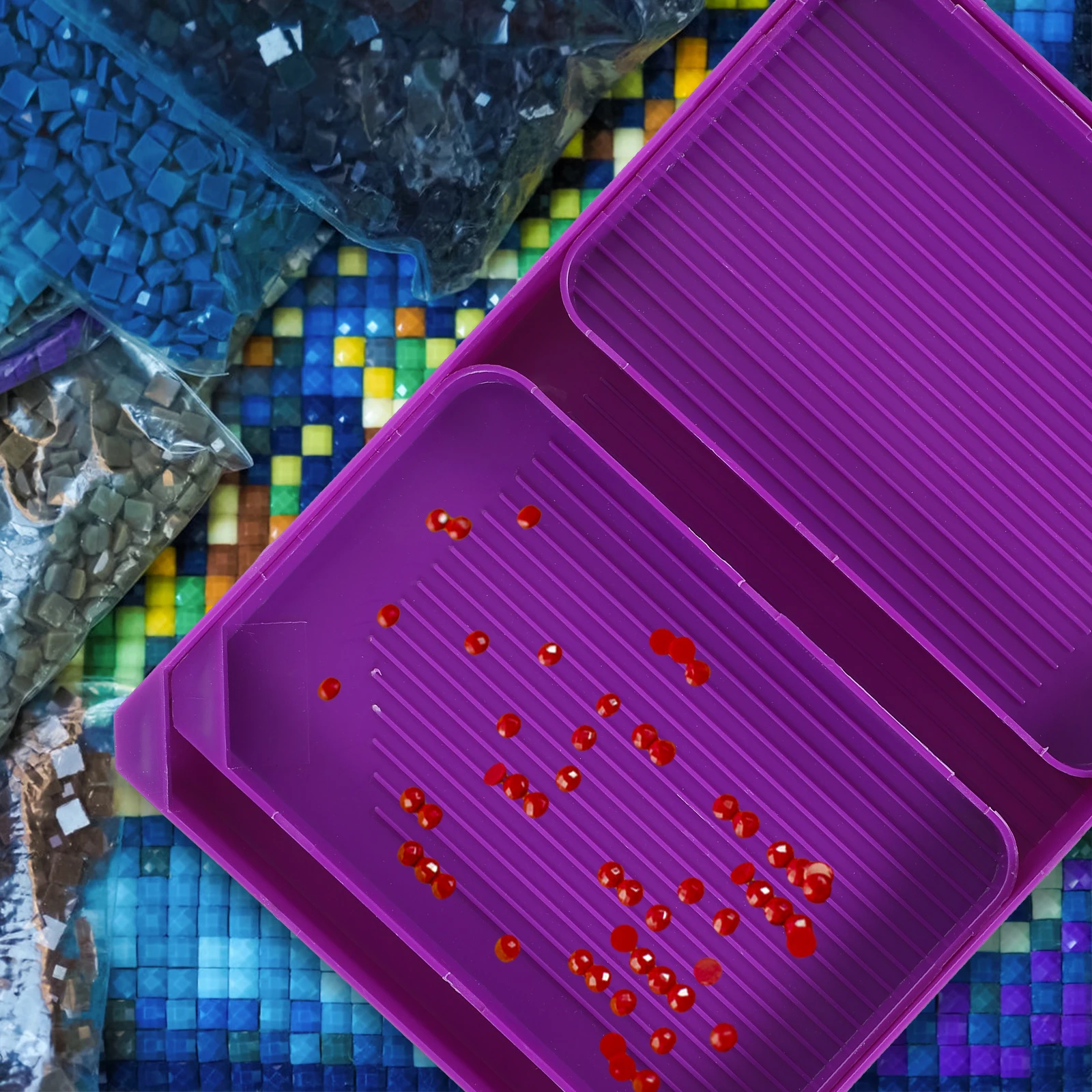 

1 set 1 Set Plastic Diamond Art Trays Rhinestone Sorting Board Bead Storage Container For Jewelry Making Craft Diy Projects