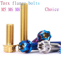 2pcs/lot Stainless steel Titanium plated Torx Flange Bolts M5 M6 M8 hex flange screw for Auto Motorcycle Parts