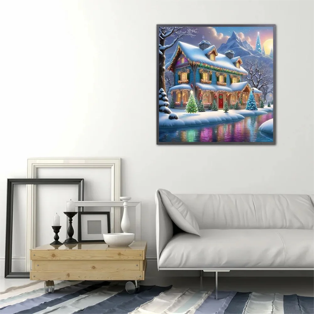 Evershine Diamond Embroidery Landscape House Full Drill Mosaic Castle DIY Mountain Painting Winter Snow Christmas Gifts