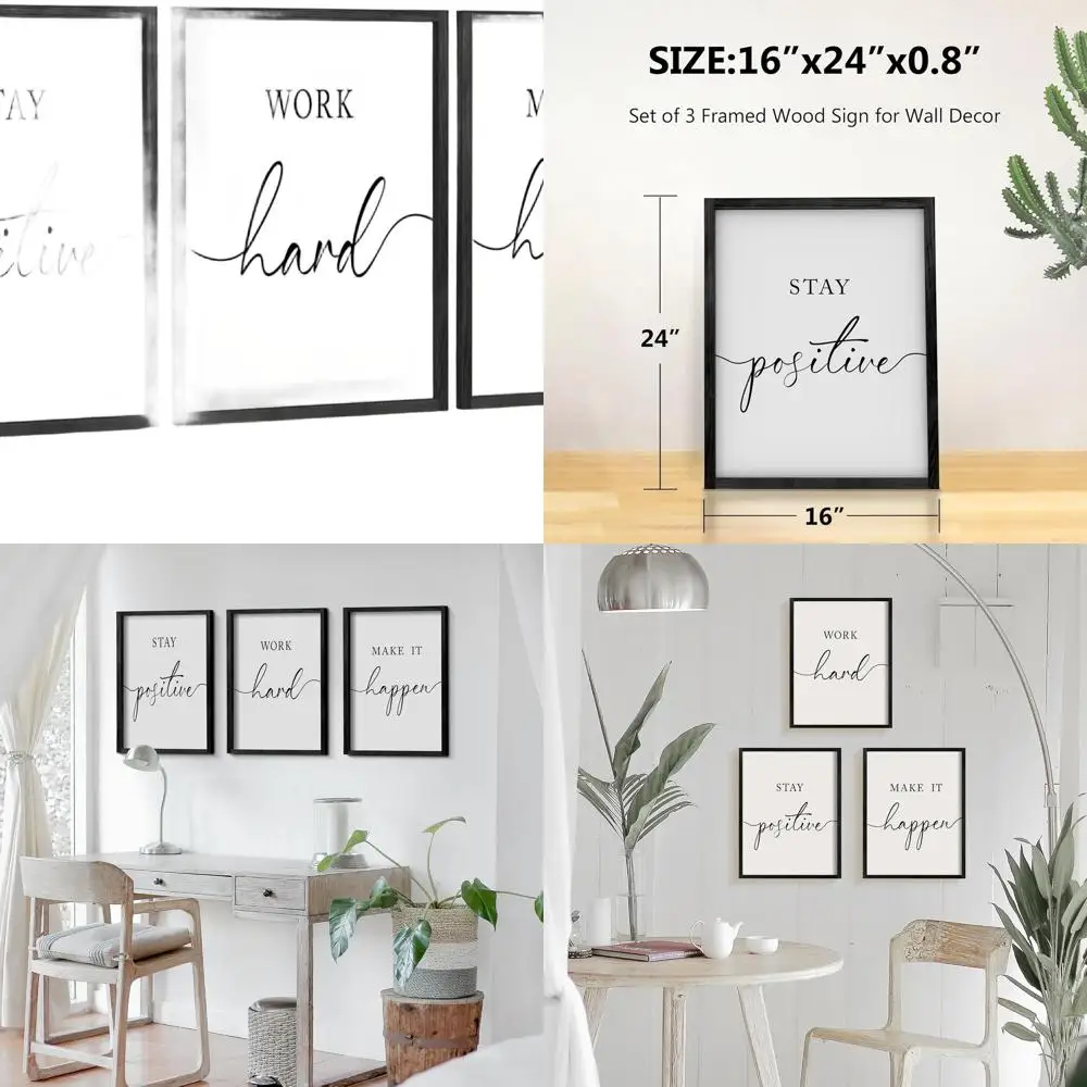 

Деревянное офисное настенное искусство в рамке — вдохновляющий плакат 11x14 для мужчин, цитата с позитивной работой, декор для дома/офиса (черный, 16x24)