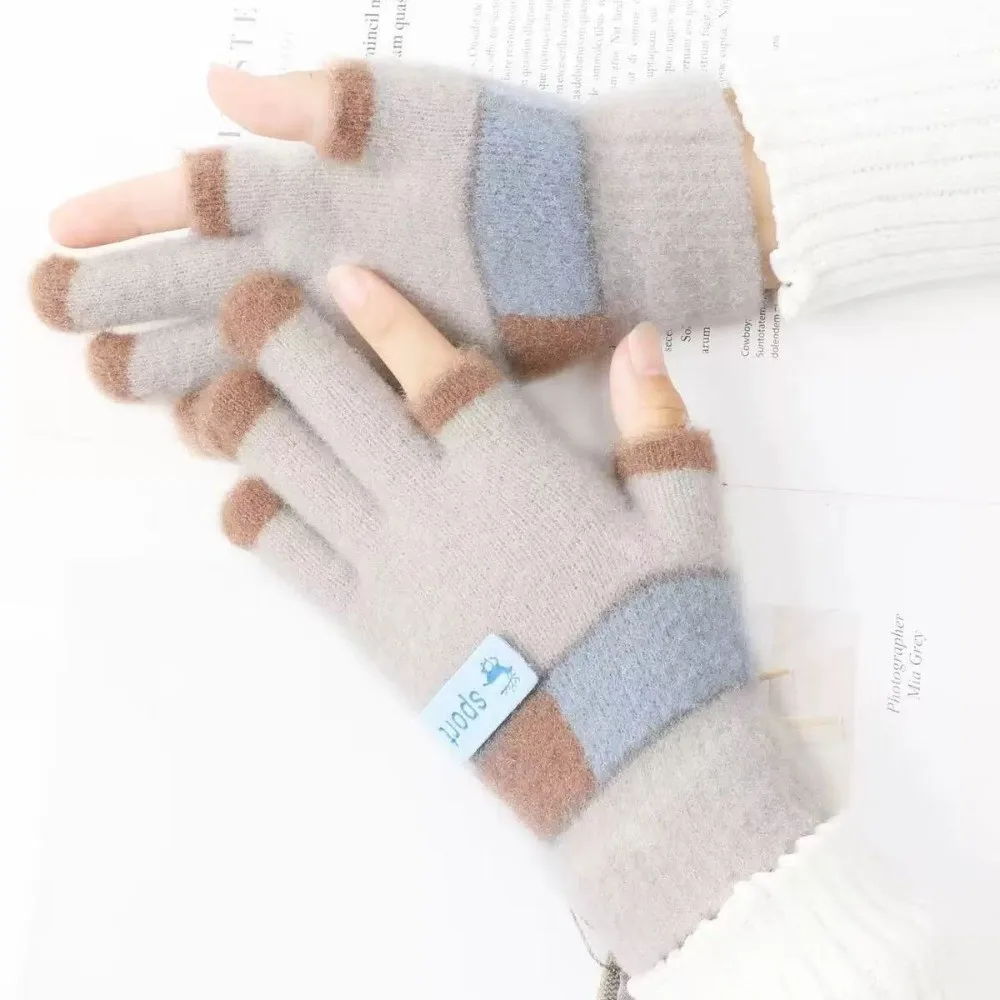 6-13 jaar oude schattige warme kinderwinterhandschoenen Koudbestendig winddicht babyhandschoenen Elastische snoepkleurige gebreide handschoenen Peuter