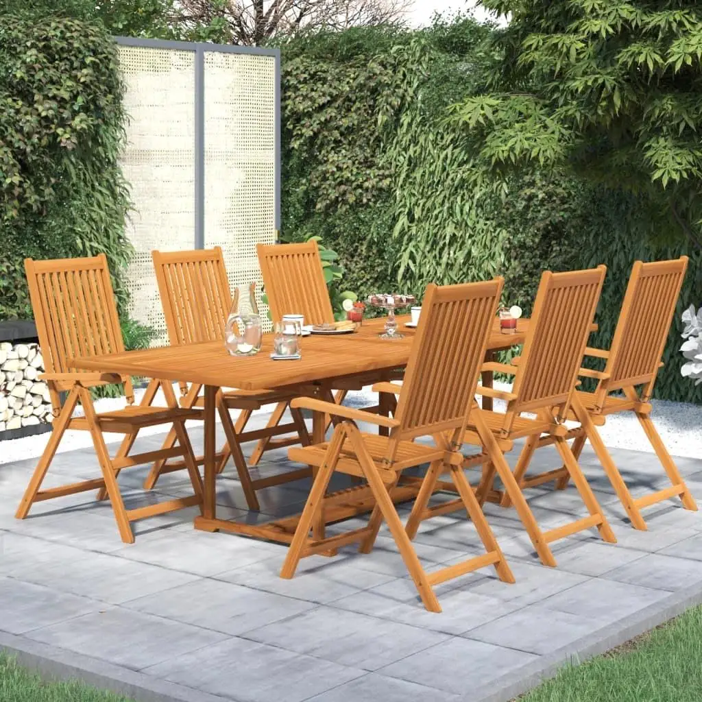 7-Piece Acacia Wood Patio Dining Set - Stylish Outdoor Furniture for Garden & Backyard