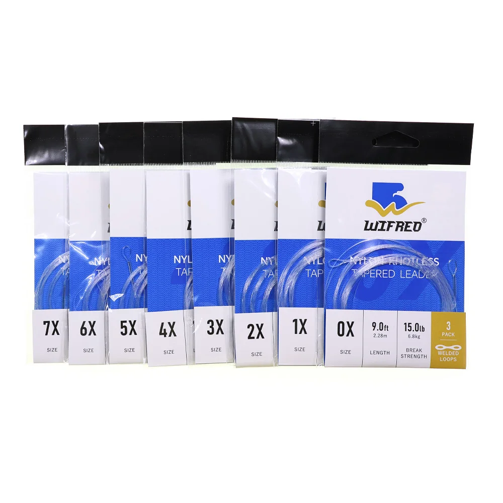 3 Teile/paket 0X ~ 7X Geschweißte Schleife Klar Nylon Tippet Linie 9FT/2,28 M Konische Führer Fliegen angelschnur Fliegen Linie Führer – Detail 9