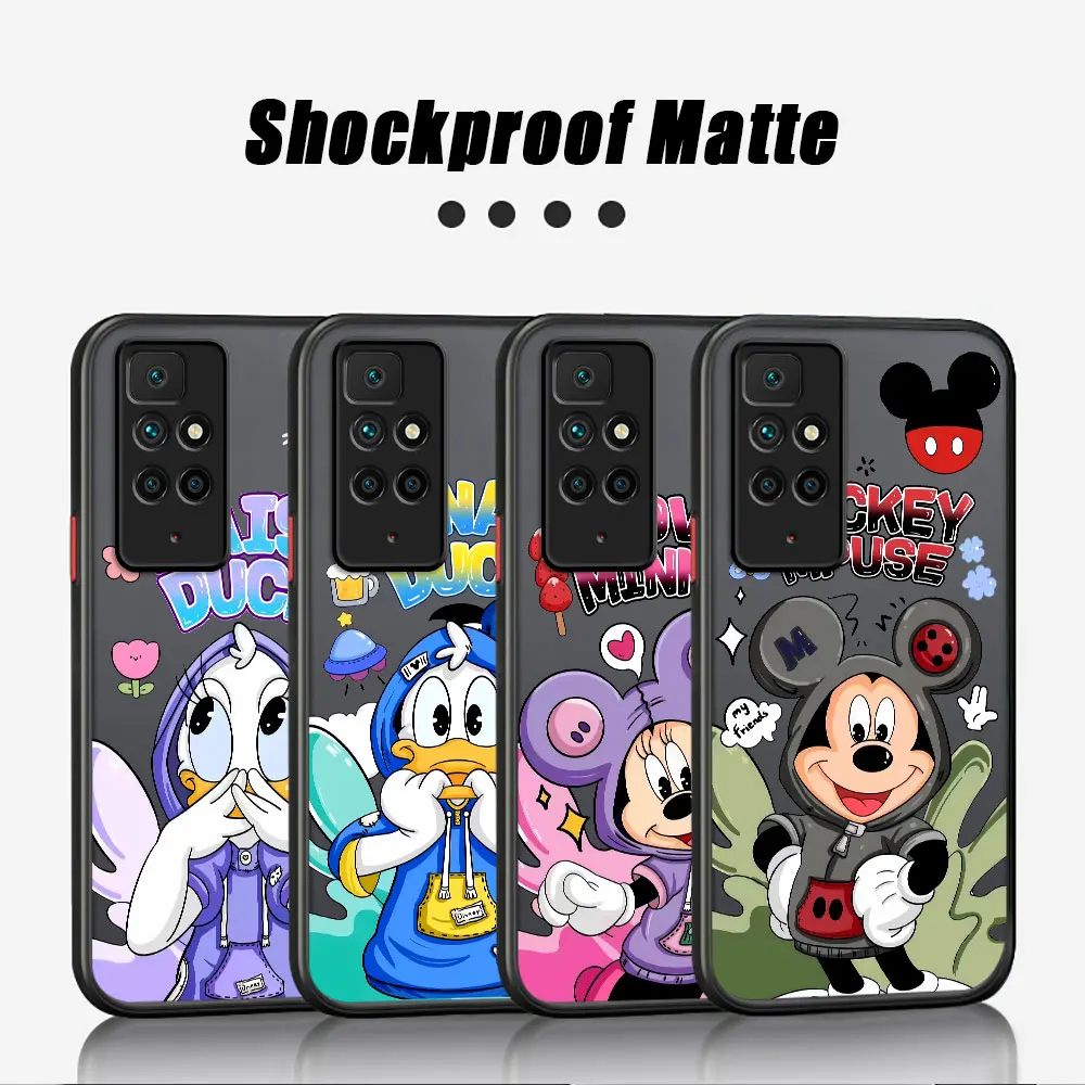 Disney Mickey Minnie Matte CaseสําหรับXiaomi Redmiหมายเหตุ 1110 Pro 12 9S 12C 8 10A 10C 7 8Tซิลิโคนฝาครอบโทรศัพท์สีดํา