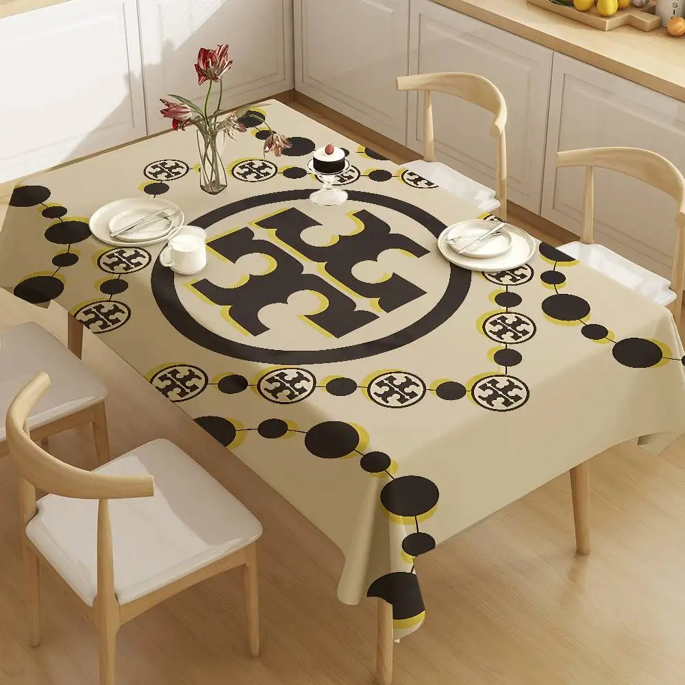 Fashion Brand T-Tory B-Burch Polyester Waterproof Tablecloth Bedside Table Dustproof Decorative Cloth Living Room Tablecloth