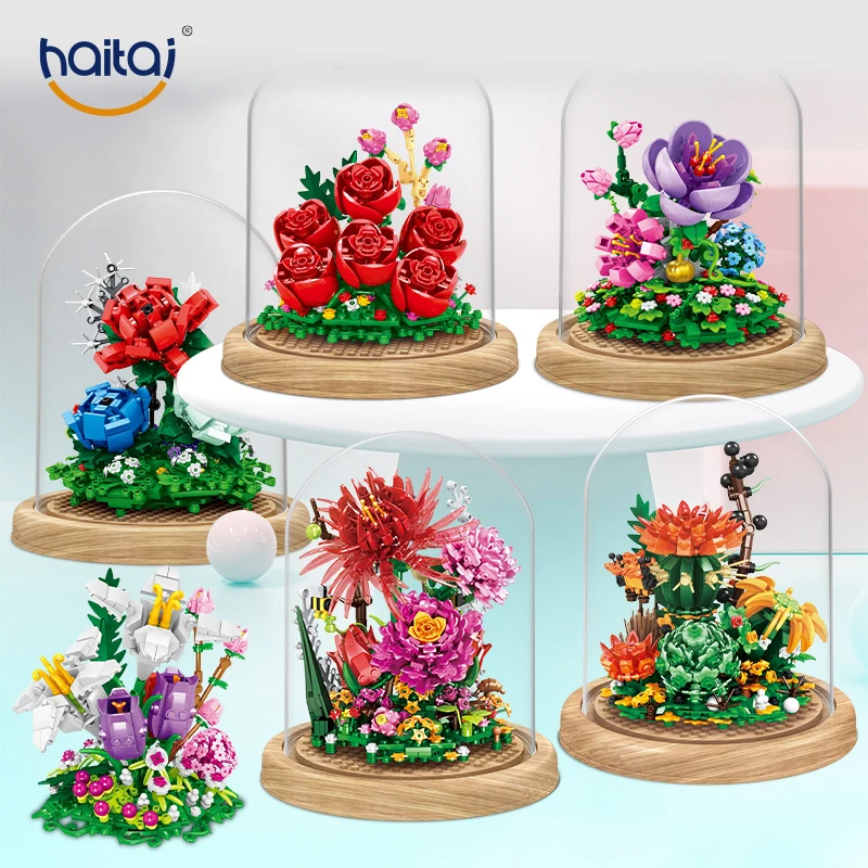 

City Eternal Flower Building Blocks Ornaments Home Decoration DIY Ornaments Model Couples Girls Birthday Gifts Children's Toys