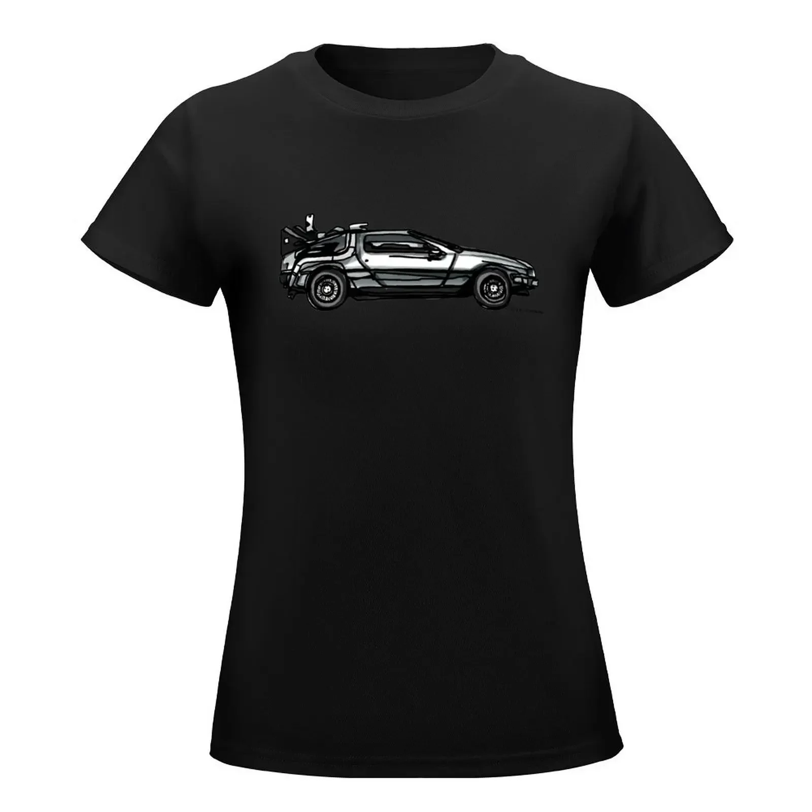 Back to the Future Time Machine: DeLorean Side Profile T-Shirt female Blouse spring clothes Women 2024