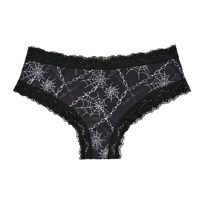 Underwear Women's Lace Edge Sexy Panties Style Lingerie Rose Skull Personalized Comfortable Breathable Triangle Pants