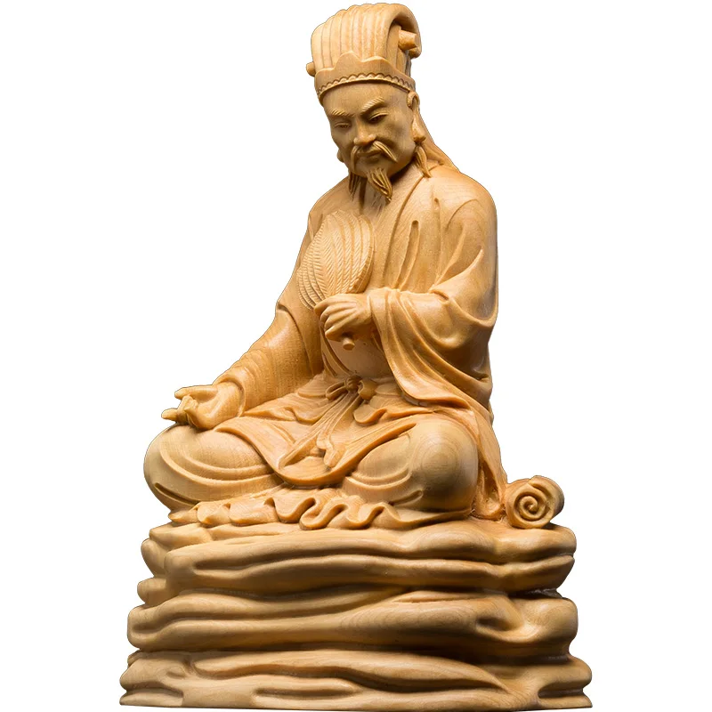 Zhuge Liang Kong Ming Masterpiece Hand-Carved Solid Wood Figure, A Tribute to the Three Kingdoms Era, Ideal for Living Room