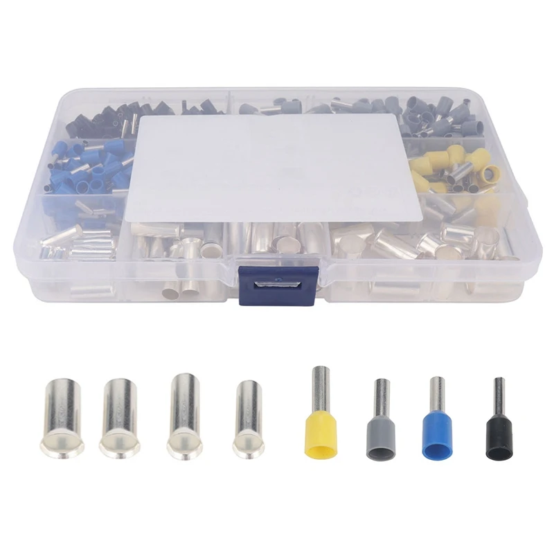 

390Pcs AWG (2 4 6 8 10 12 14 16) Wire Ferrules Kits Crimp Terminal Connector Sleeves Crimping Tool