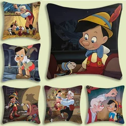 Funny Pinocchio Pillow Covers Cartoon Sofa Decorative Home Double-sided Printing Short Plush Cute Cushion Cover