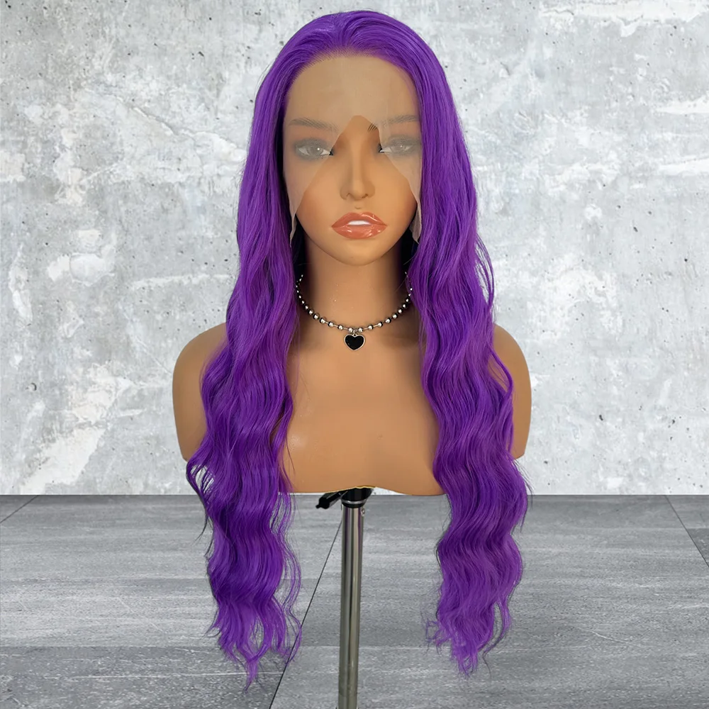 13x4 Red Wig Long Natural Wave Synthetic Lace Wig Purple Wig Loose Curl Lace Front Wig for Women Blue Wave Wig Brown Wig Cosplay