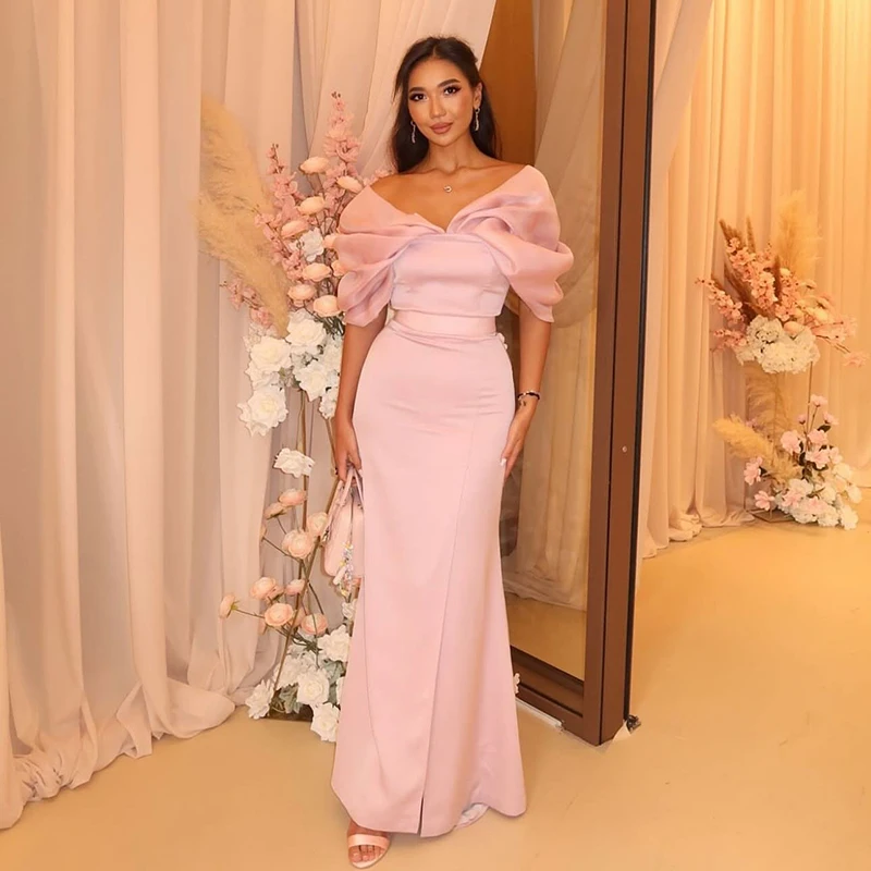 

Thinyfull Pink Mermaid Prom Evening Dresses Off The Shoulder Floor Length Maxi Party Dress Formal Cocktail Prom Gowns Customized