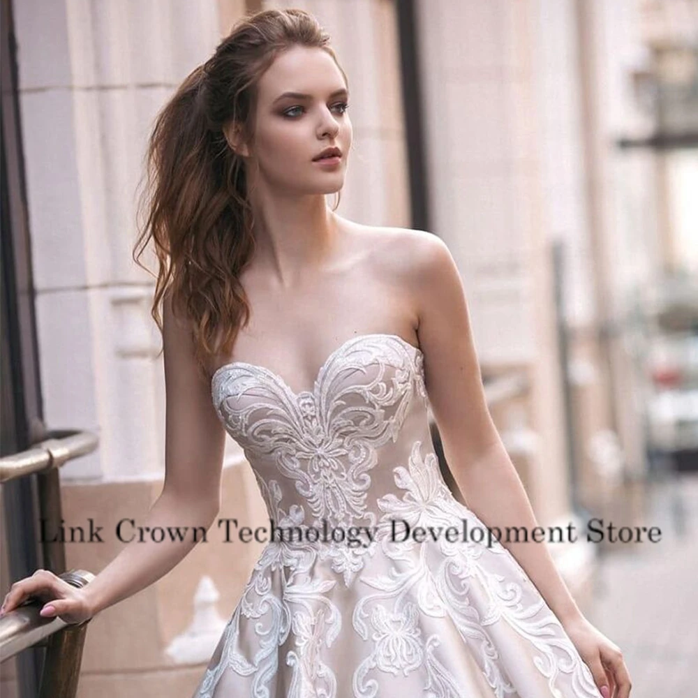 매력적인 라인 웨딩 드레스 민소매 아이보리 신부 가운 코트 트레인 Vestido De Novia 절묘한 새 Robe De Summer