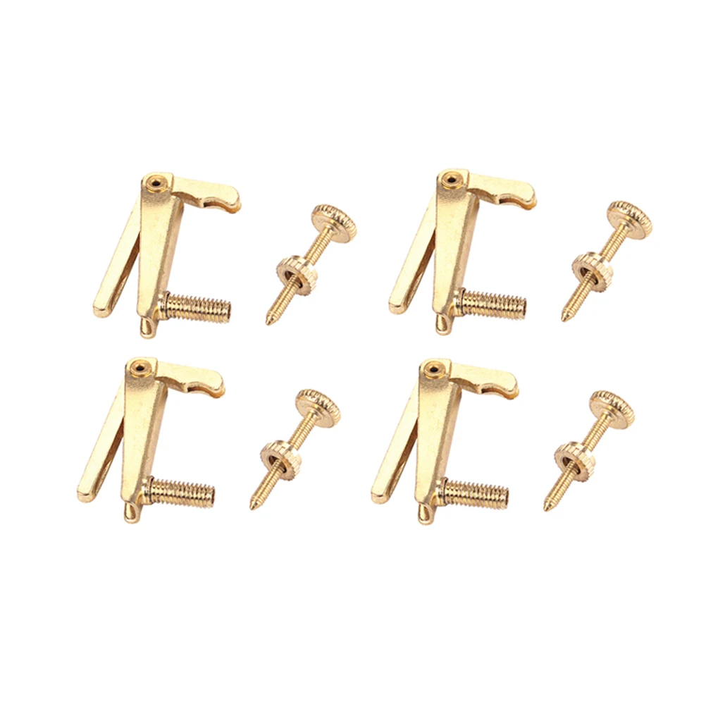 4 قطع من خطافات سلسلة الكمان الصغيرة المستقبلون الدقيقة مع مسامير ذهبية معدنية لسهولة التحكم في السلسلة مناسبة لجميع الكمان #3