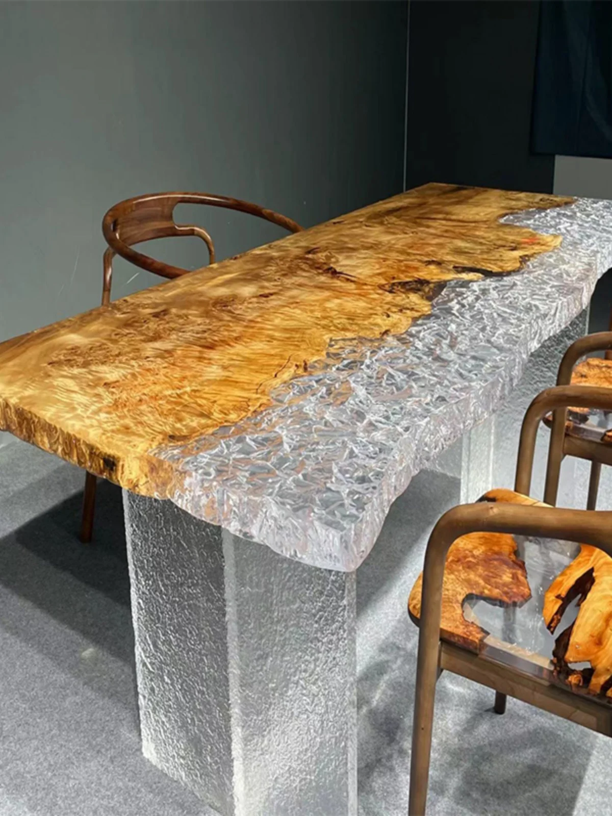 Glacier Tea Table Ice Crack Transparent Resin Tea Table Desk 220-90-5