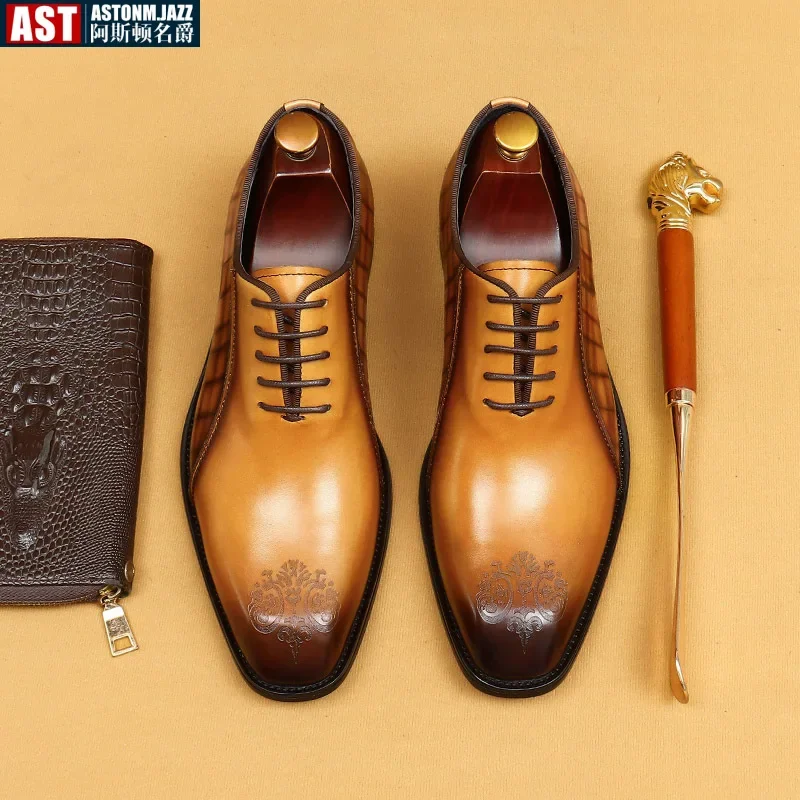 Successful Men's Leather Shoes High Quality Handmade Oxford Casual Business Office Work Shoes for Gentalman Lace Up Comfortable