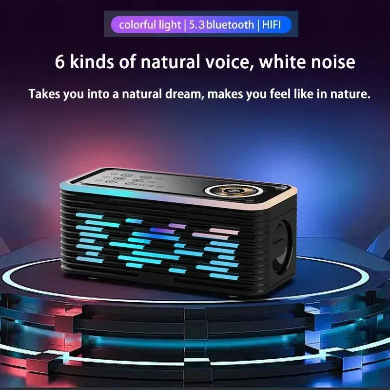 Hifi Stereo Bluetooth Speaker Built-in White Noise 15W Wireless Charger 3 in 1 with RGB Cool Lights home theater Mini boombox