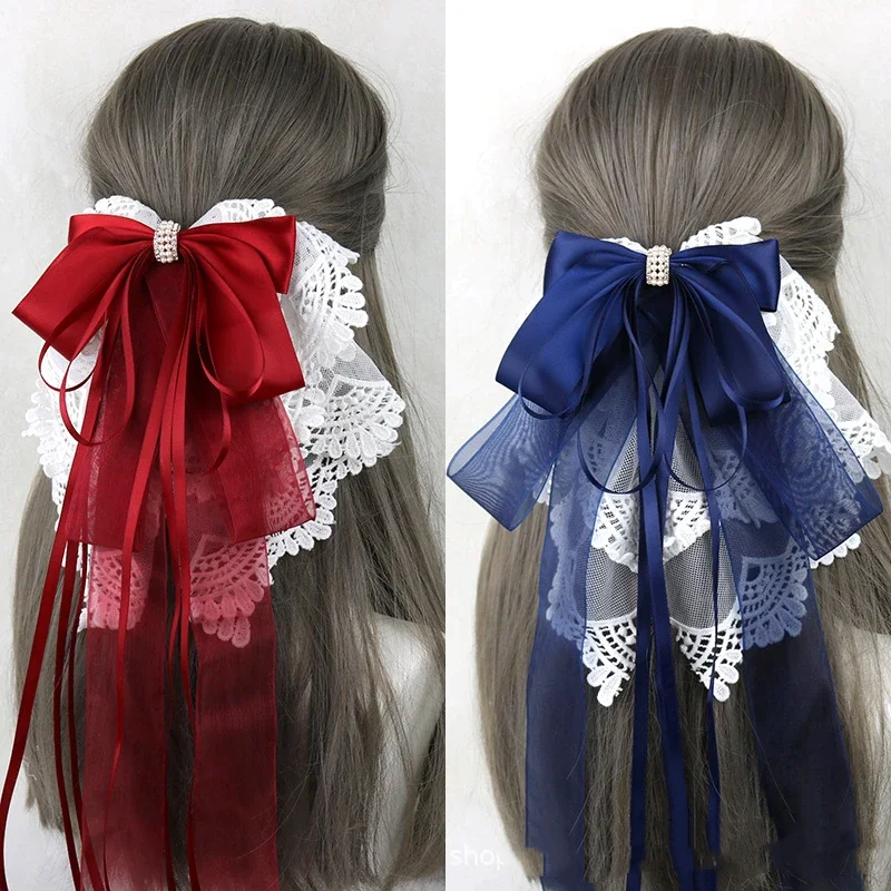 Lolita Lace Oversized Bow Hairpin, Kawaii Japonês Bonito Maid, Princesa Clipe de Cabelo, Cosplay Headband, Acessórios de Cabelo