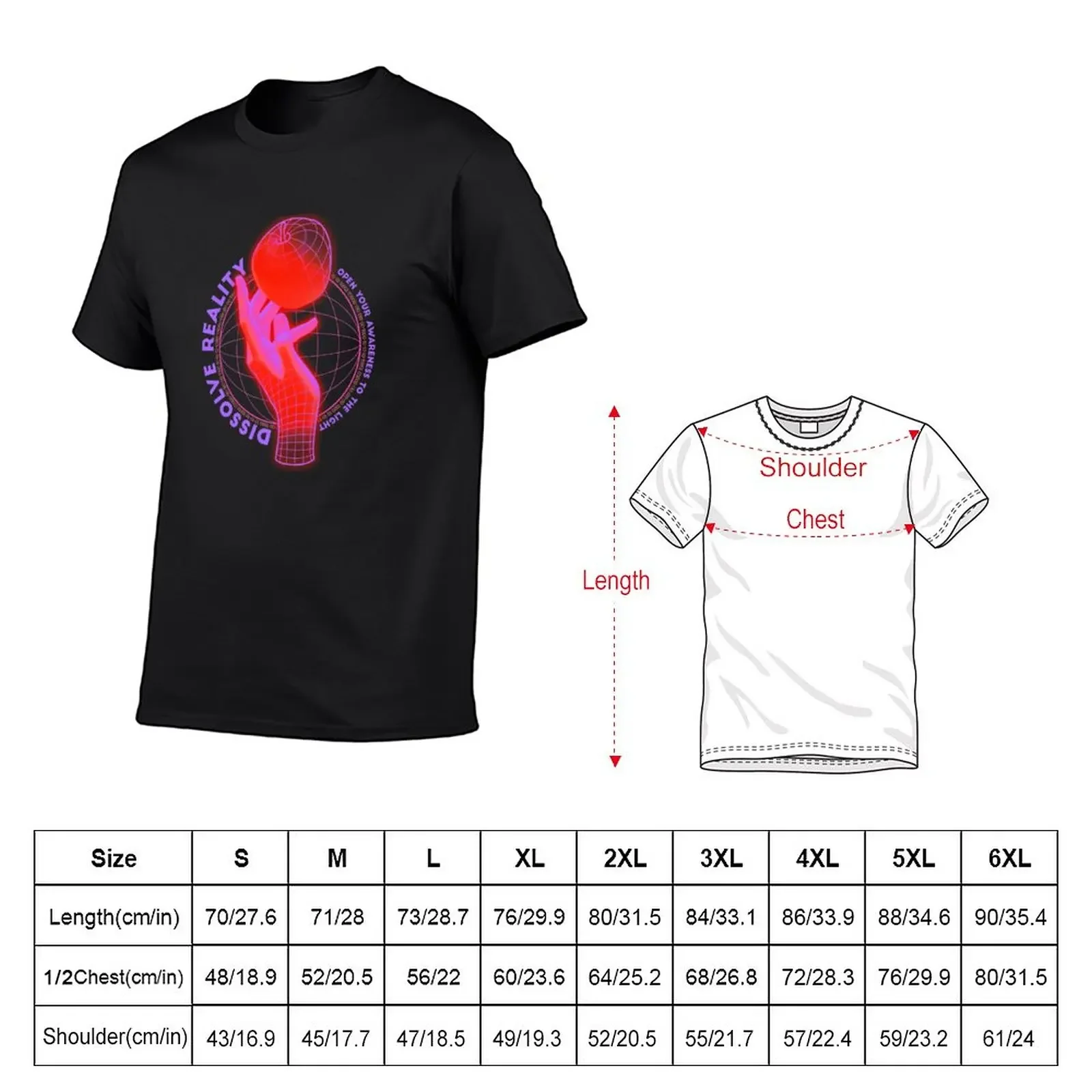 New Wireframe hand|wireframe hand with quote Dissolve reality in vaporwave-neon style T-Shirt black t shirt men t shirts