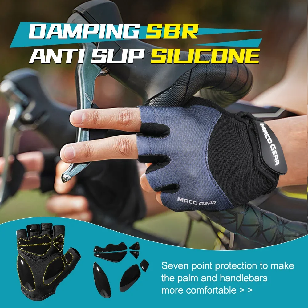 Bike Gloves Half Finger Sports Cycling Shock-Absorbing Bicycle Running Gym Fitness Bodybuilding Work Anti-skid Gear Men Women