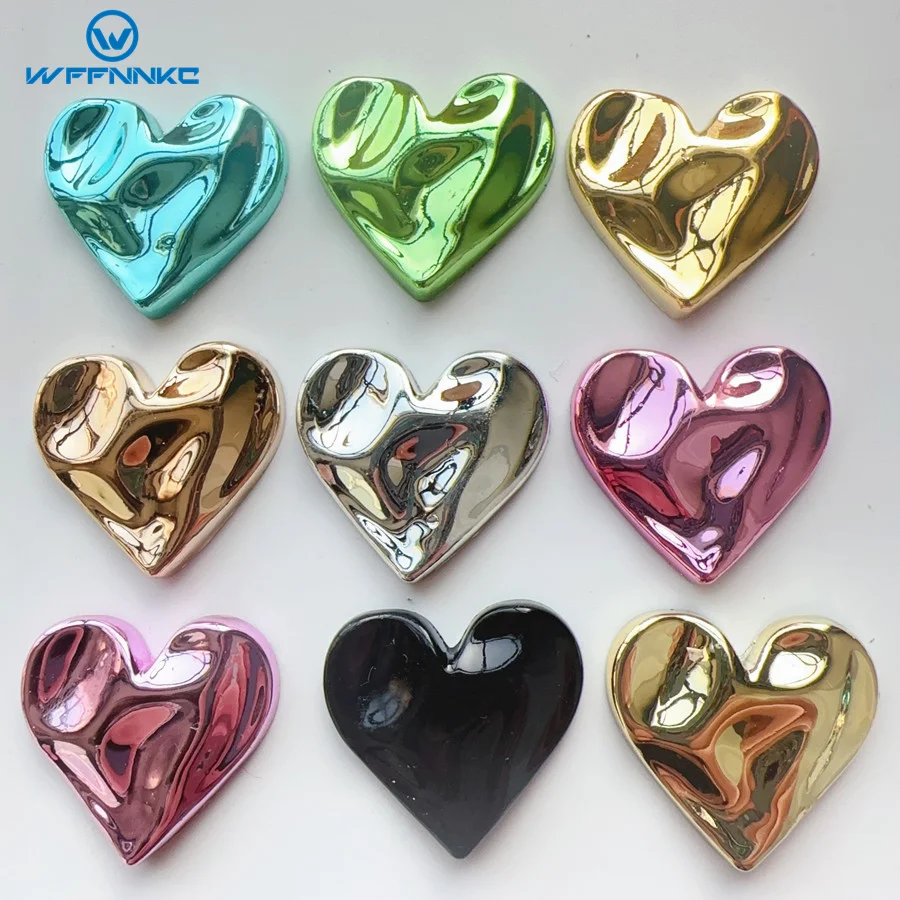 WFFNNKC 10Pcs Glossy Glitter Love Heart resina Cabochon fermaglio per capelli fai da te forniture artigianali Scrapbooking Decor accessorio Patch