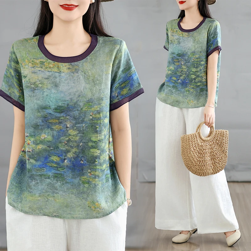 

plus Size Women's Fashionable Set Short Sleeve Top Wide Leg Pants Two Piece Suit Spring Summer New Arrival Mom's Clothing