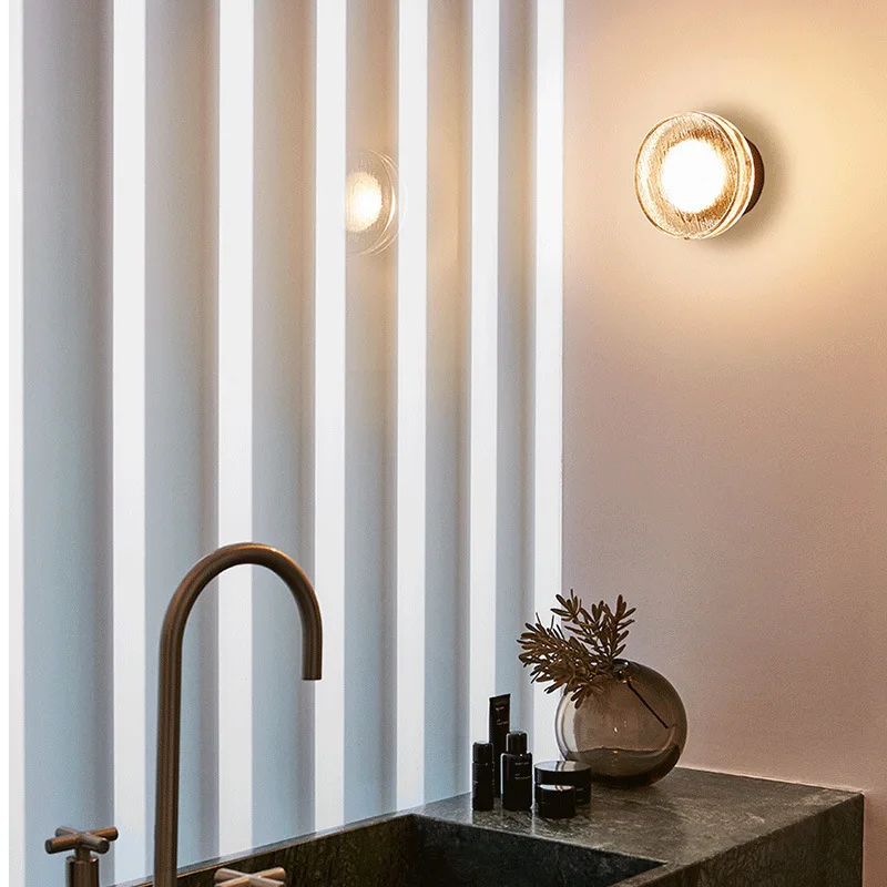 

New Chinese corridor stairs light luxury lines bedside wall lamp hotel bathroom mirror front wall lamp acrylic water pattern