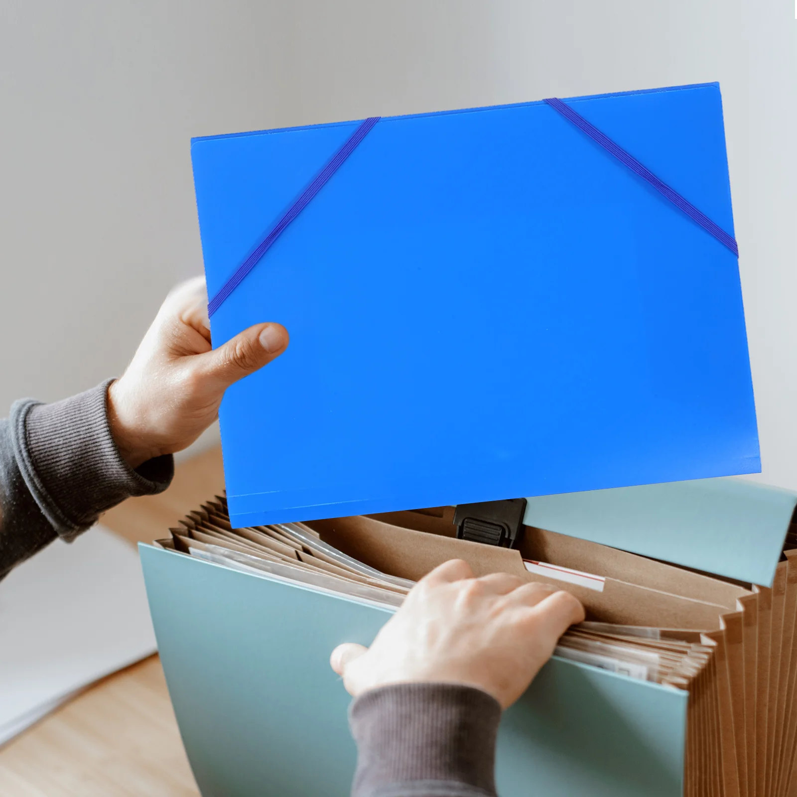 

3Pcs Document Folder Organizer Folding Elastic Strap Multi-Functional File Pouch Portable Storage Holder Office School Document