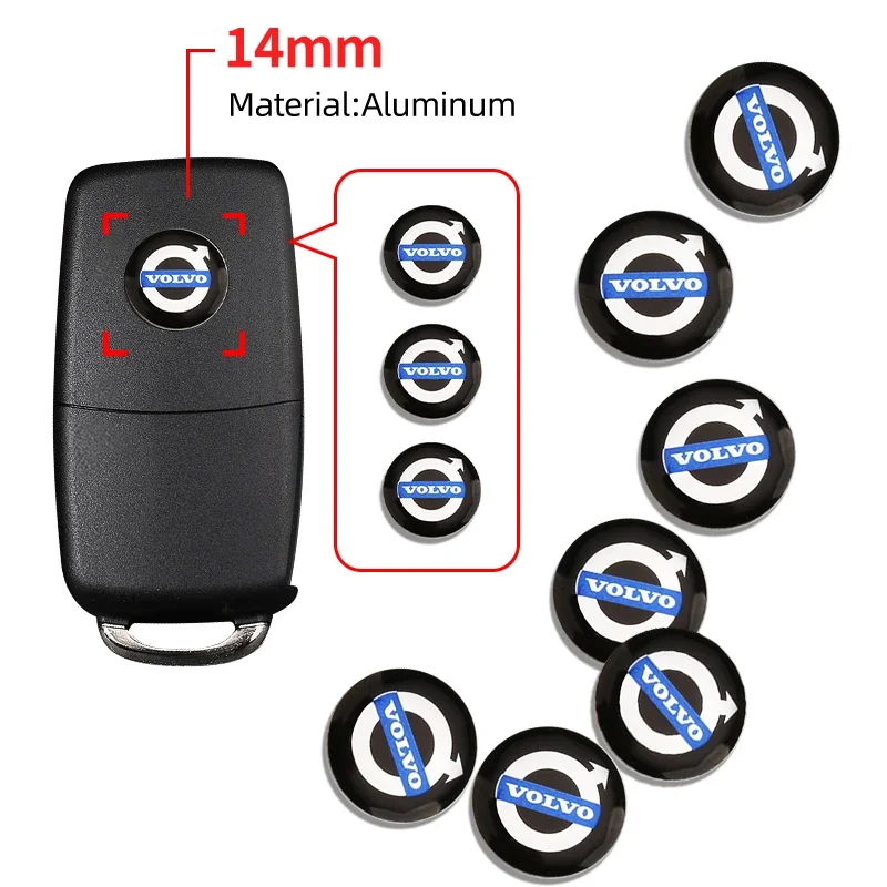 

Новый 14 мм брелок с логотипом автомобиля, наклейка для ключа дистанционного управления автомобиля для Volvo XC90 V90 V60 XC60 V40 S80 S60 S90 C40 XC40 V70 XC70 C30 C70