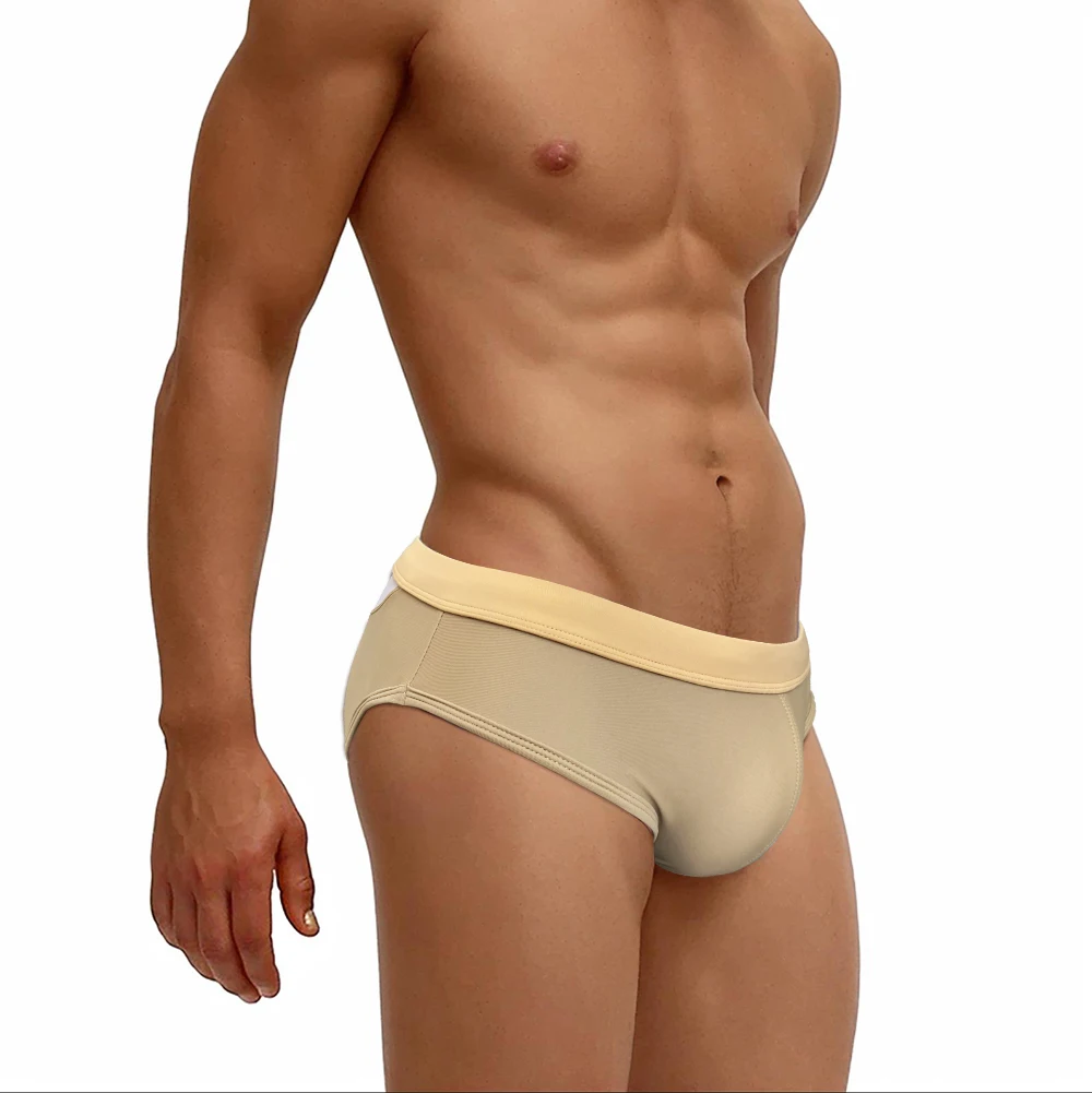 Back Mesh Hollow Out Mens Bathing Suit Sexy Low Waist Swimwear Summer Male Sunga Sport Beach Board Bikini Surfing Briefs
