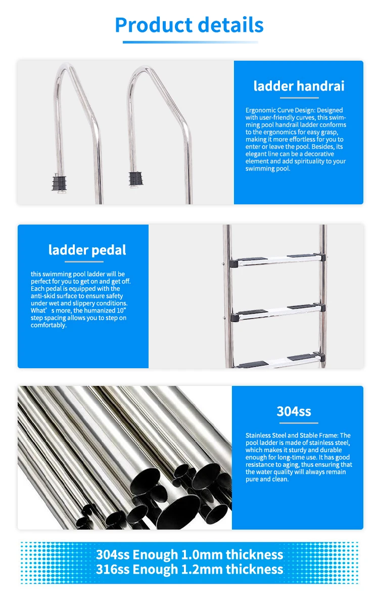 2026 استبدال الإسكان في الهواء الطلق الثقيلة تحت الأرض سبا سلم سلالم حمام السباحة القابل للإزالة #4