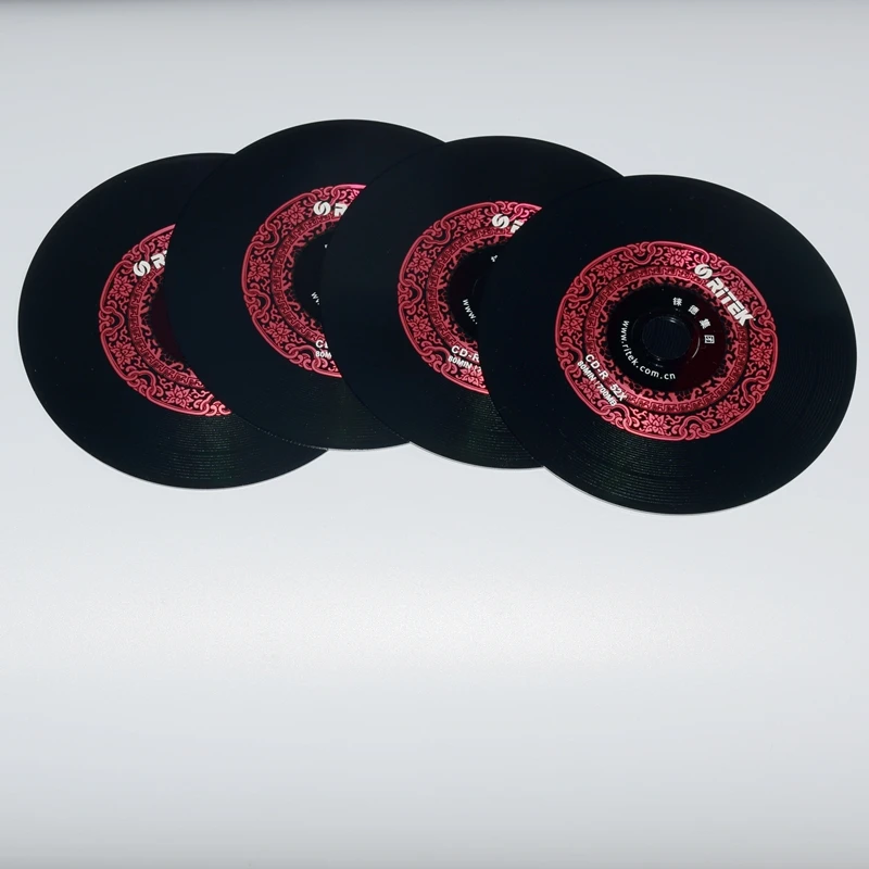 4 sztuk/partia Ritek płyta winylowa czarny CD-R pusty dysk nagrywalny kompakt 700 MB/80 min/52x samochodowy dysk CD-R pusty dysk