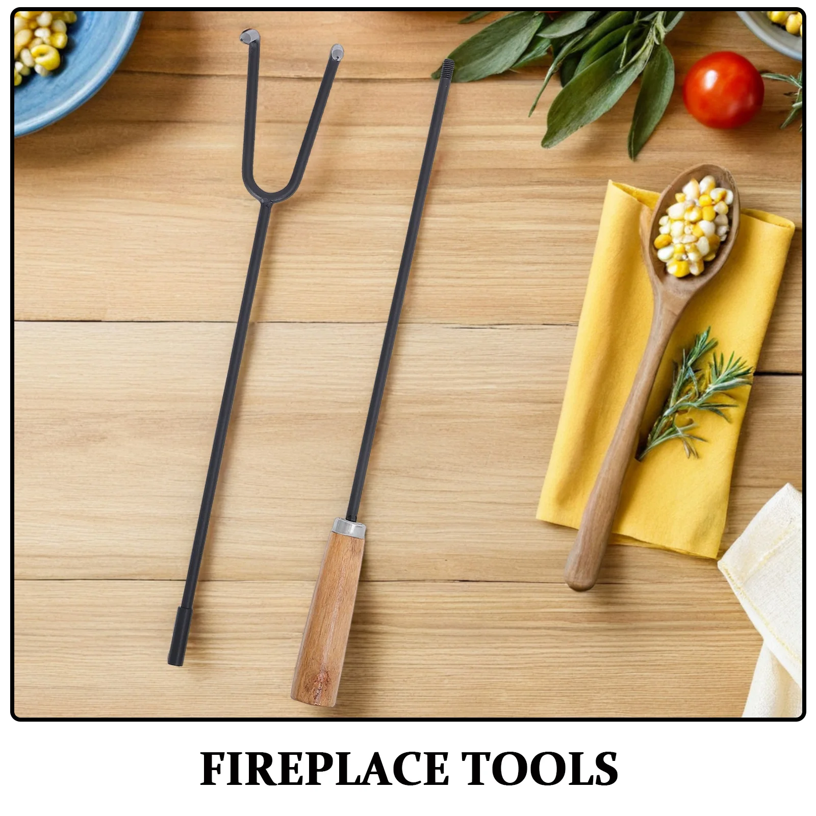 파이어 핏용 포커 벽난로 도구 나무 손잡이 휴대용 파이어 핏 포커 스틱 캠프파이어 실내외 우드 스토브 바베큐 벽난로