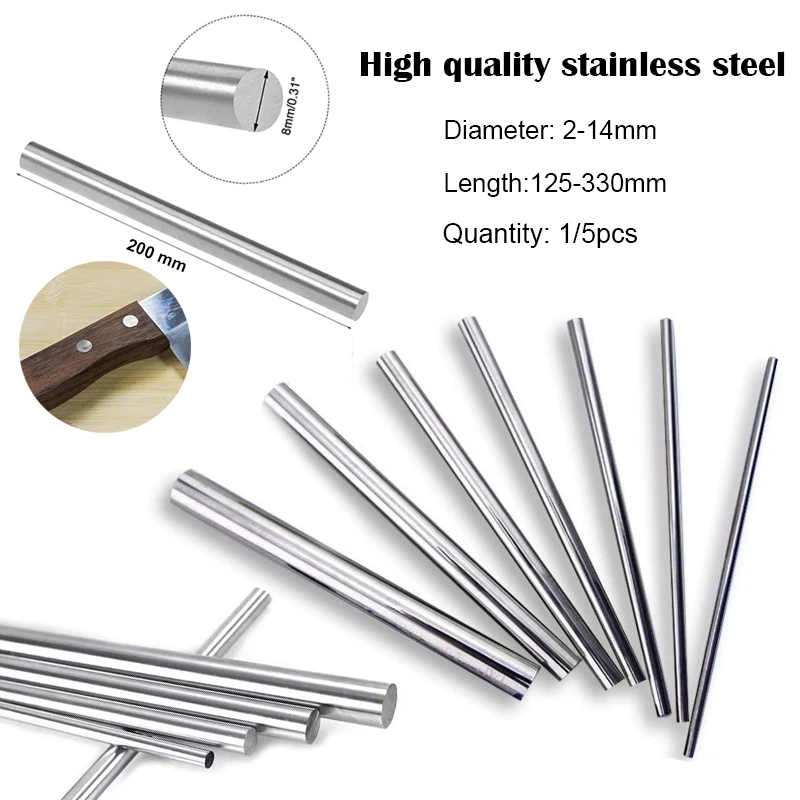 304 Stainless Steel Rod 2mm 2.5mm 3mm 4mm 5mm 6mm 8mm 10mm 14mm linear shaft metric round rod 125mm 200mm 250mm 330mm 500mm Long