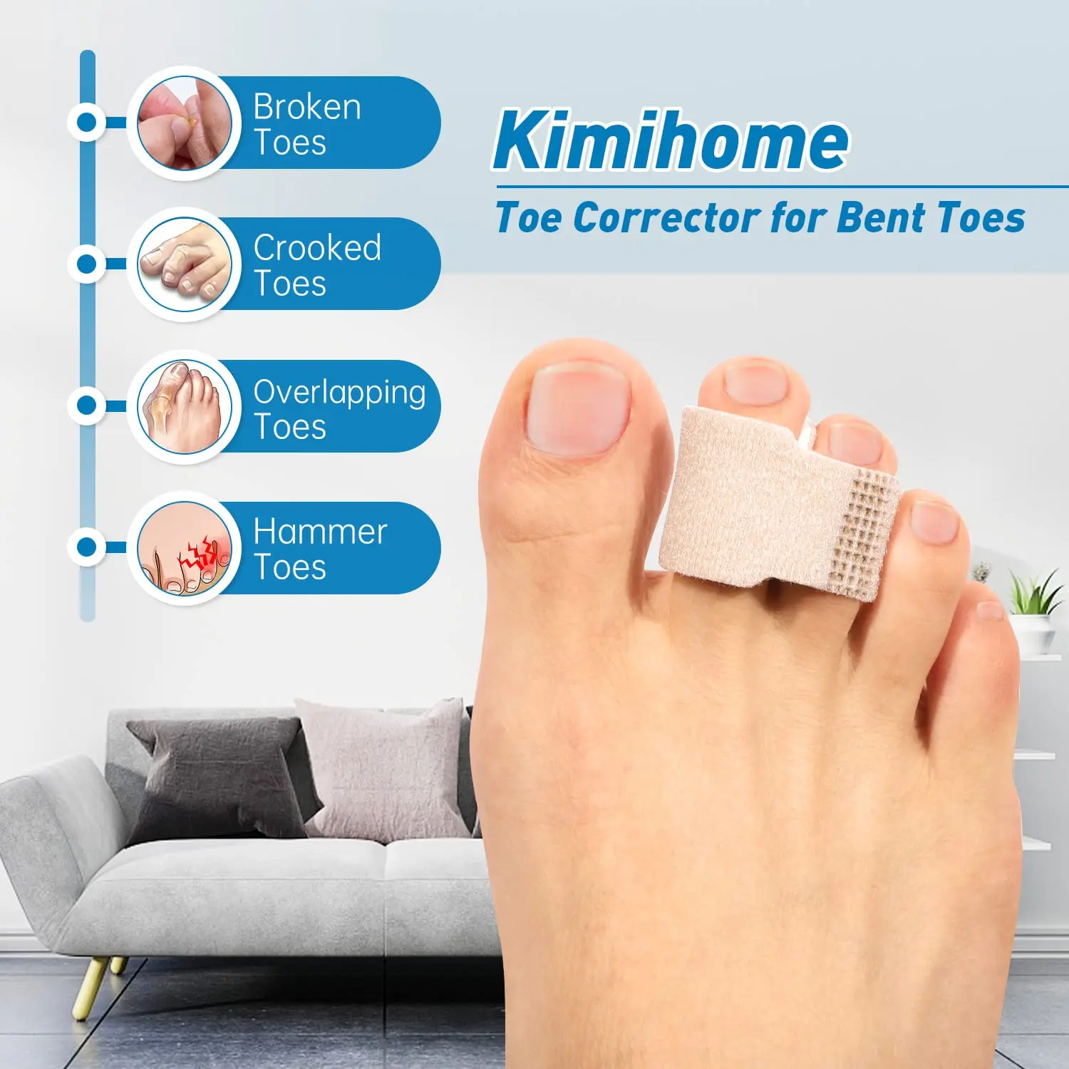 Sumifun corretor de dedo do pé quebrado, 3/5/10 peças, talas de dedo do pé, ferramenta de cuidados com os pés, sobreposição de hálux valgo, correção de joanete