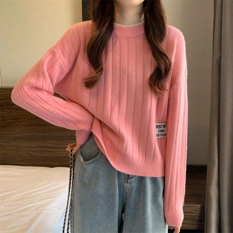 

Sweaters for Women's Spring and Autumn 2025 New Design Sense: Small, Loose, Short, Outerwear, Underwear, Knitted Top, Vertical S