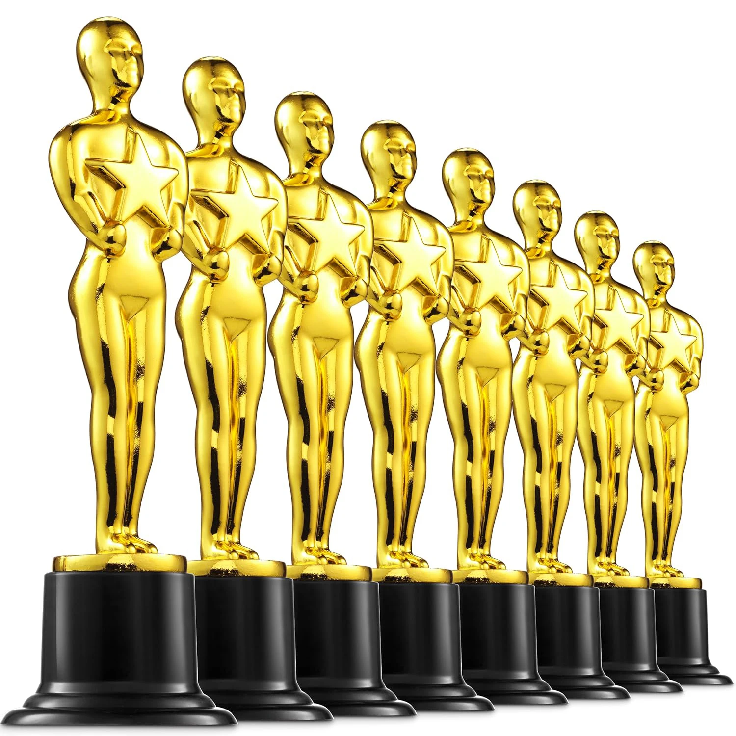 Gold Trophy Award Mini Trophies Bulk- (Pack of 6/12/24/36) 4-7 Inch Tall Plastic Golden Statue Award, Party Themed Decorations