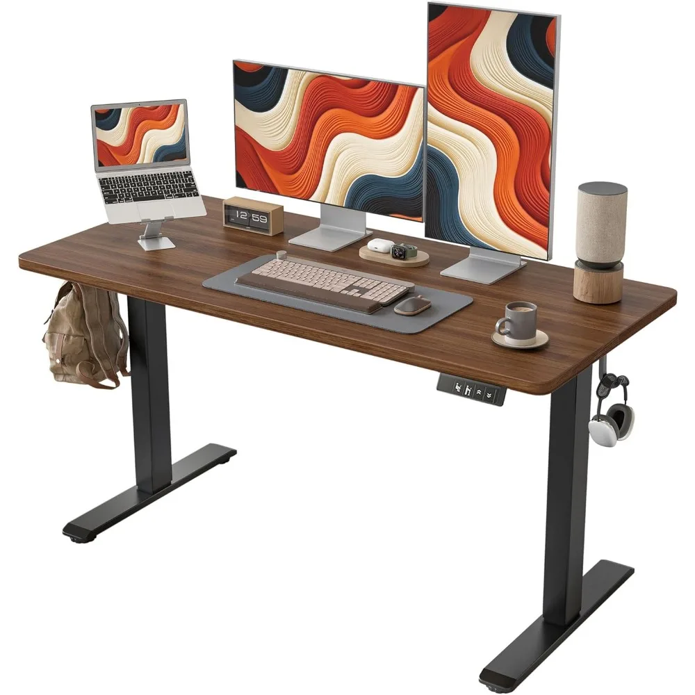 tiqlab electric standing desk, adjustable height stand up desk, 55 * 24 inches sit stand home office table with splice board, bl