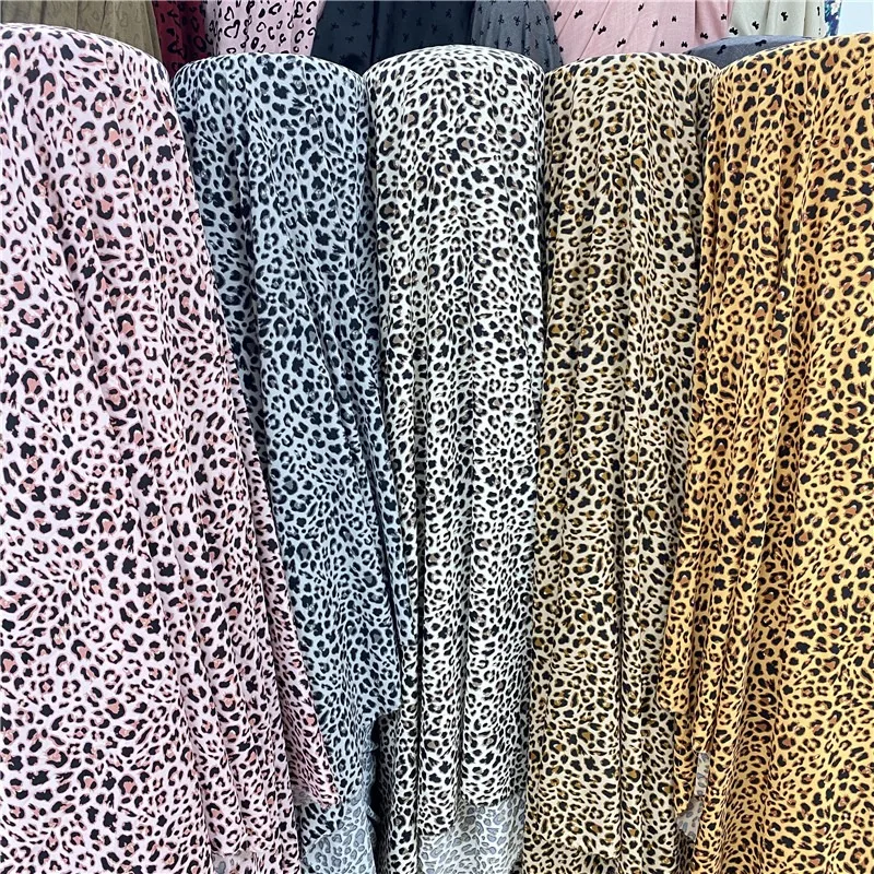 Leopard Print Fabric By The Meter for Clothing Dress Top Skirt Pants Hair Band Background Decoration DIY Sewing Cloth Soft Pink