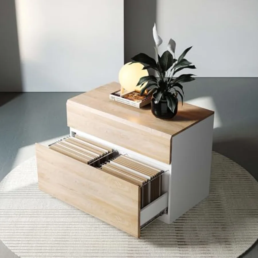 

Шкаф для документов с 2 выдвижными ящиками, 31x23 дюйма, деревянный, с механизмом защиты от опрокидывания, для хранения документов формата Letter, A4, Legal, для домашнего офиса